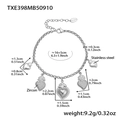 Bracelet cœur en acier inoxydable argenté avec zircon et mesures de taille précises - Bracelet Sacré Cœur (TXE398) / Acier