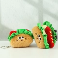 Cute plush hot dog keychain with embroidered face and soft velvet texture pendant - Hot Dog