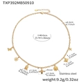 Detail van roestvrijstalen ketting met bij- en zonnebloemhangers en afmetingen getoond - Ketting / Goud
