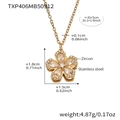 Detailed size specifications for 18K gold plated zircon five-petal flower pendant necklace - 40+5cm