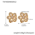 Detailed size specifications of 18K gold plated zircon floral stud earrings - Five-Leaf Flower Rotating Earrings (TXF406)