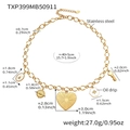 Gouden roestvrijstalen ketting met hangers van hart, bij en sleutel in emaille - Gouden Ketting (TXP399)