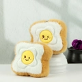Cute plush toast and fried egg keychain with soft texture and cartoon expression - Toast