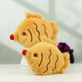 Set of two cute plush yellow taiyaki charms with detailed embroidery for keychains - Taiyaki