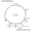 Collana in acciaio inossidabile argento con ciondoli a rosa e zirconi con misure - Collana Argento (TXP408)