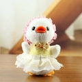 White duck plush keychain in yellow knit bodice and white lace tutu dress - Kerchief Style (F Yellow Kerchief)