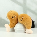 Cute plush fried chicken leg keychain set with cartoon faces and golden soft faux fur - Chicken Leg
