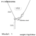Silver stainless steel bead chain necklace with lobster clasp and needle end detail - Steel Color Ball Chain Necklace (P1178-1)