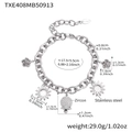 Bracciale in acciaio inossidabile argento con ciondoli a rosa, girasole e campana - Bracciale Argento (TXE408)