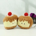 Cute plush cake and pudding keychain pendant with smiley face and metal ring - Triangle Cake