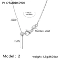 Silver stainless steel 49cm adjustable chain necklace with lobster clasp and slider - 49cm / Cross Chain Necklace (P1178-2) / Steel