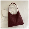Borsa tote bordeaux minimalista con stampa animalier in ecopelle di alta qualità - Rosso