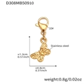 Gouden roestvrijstalen vlinder hanger met karabijnsluiting voor DIY sieraden sets - Alleen Vlinder Hanger (Zonder Ketting) / Goud