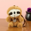 Portachiavi a forma di bradipo in peluche marrone con targhetta Fashion e cordino intrecciato - Bradipo