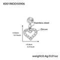 Ciondolo a cuore in acciaio inossidabile con zircone per collane e bracciali - Ciondolo a Cuore Traforato (K001) / Colore acciaio