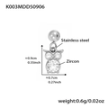 Ciondolo gufo in acciaio argento con zirconi e dimensioni precise del prodotto - Ciondolo a Orso (K003) / Colore acciaio