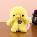 Portachiavi anatra di peluche giallo con cinturino rosa e etichetta in pelle chic - Pollo