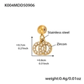 Dettaglio pendente a doppio anello in acciaio inossidabile placcato oro 18k e zirconi - Ciondolo a Doppio Anello (K004) / Oro