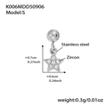 Ciondolo a stella in acciaio inossidabile con zircone, misure e finitura argento lucido - Ciondolo a Stella-S (K006) / Colore acciaio