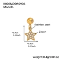 Ciondolo a stella in acciaio inossidabile placcato oro 18k con zirconi cubici - Ciondolo a Stella-L (K006) / Oro