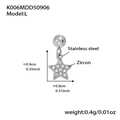Pendente a stella in acciaio inossidabile con zirconi e placcatura oro 18k - Ciondolo a Stella-L (K006) / Colore acciaio