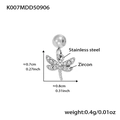 Ciondolo a forma di libellula in acciaio inossidabile con zirconi 5A scintillanti - Ciondolo a Libellula (K007) / Colore acciaio