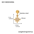Ciondolo a stella in acciaio inossidabile dorato con zirconi, dimensioni altezza 1 cm - Ciondolo a Stella a Otto Punte (K011) / Oro