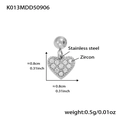 Ciondolo a cuore in acciaio inossidabile con pietre zirconi 5A e misure del prodotto - Ciondolo a Cuore (K013) / Colore acciaio