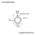 Ciondolo tondo in acciaio inossidabile argento con zircone 5A da 0,8cm per gioielli - Ciondolo a Cerchio (K014) / Colore acciaio