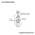 Ciondolo bambina in acciaio inossidabile lucido con zirconi e placcatura in oro 18k - Ciondolo a Bambina (K016) / Colore acciaio
