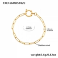 Bracciale a catena in acciaio inossidabile dorato con chiusura a molla rotonda - 17cm / Bracciale a Graffetta Oro (TXE456)