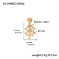Ciondolo quadrifoglio dorato con zircone 5A a forma di cuore in acciaio inossidabile - Ciondolo a Fiore a Quattro Foglie (K019) / Oro
