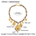 Collana con pendente a cuore vintage con sciarpa di seta leopardata e acciaio inossidabile - TXP421-12 Collana Oro-35+5cm