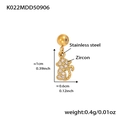 Ciondolo a forma di gatto dorato in acciaio inox con zirconi e dimensioni dettagliate - Ciondolo a Gatto (K022) / Oro