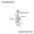 Pendente a gatto in acciaio inossidabile con zirconi bianchi altezza 1cm - Ciondolo a Gatto (K022) / Colore acciaio