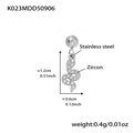 Ciondolo a serpente in acciaio inox argento con zirconi 5A, misura 1,2x0,6cm - Ciondolo a Serpente (K023) / Colore acciaio