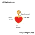Ciondolo a cuore rosso in acciaio inossidabile placcato oro 18k con finitura oil - Pendaglio Cuore Smaltato (K025) / Oro