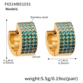 Dimensions détaillées des créoles plaquées or 18k avec zircons bleus incrustés - Style de Zircon Bleu / Grand