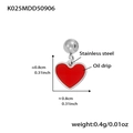 Ciondolo a cuore in acciaio inossidabile rosso con gancio a sfera e larghezza 0,8 cm - Pendaglio Cuore Smaltato (K025) / Colore acciaio