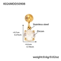 Orecchino in acciaio inossidabile dorato con un ciondolo in zircone bianco 5A - Pendaglio Quadrato Zircone (K026) / Oro