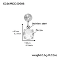 Pendente in acciaio dorato con zircone da 0,5 cm e incastonatura a quattro griffe - Pendaglio Quadrato Zircone (K026) / Colore acciaio