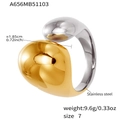 Minimalist two-tone stainless steel open ring with organic water drop design in size 7 - US 7 / Two-tone Gold and Silver Ring (A656)