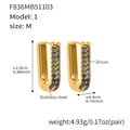 U-shaped stainless steel gold plated earrings with gradient blue cubic zirconia - M / Sapphire Blue