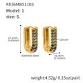 U-shaped gold stainless steel earrings with gradient blue 5A cubic zirconia stones - S / Sapphire Blue
