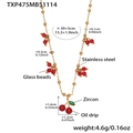 Specifiche dettagliate delle dimensioni per la collana con ciondolo a ciliegia rossa - Collana Dorata 39+5cm