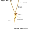 Detail of 18k gold plated corno pendant with zircon and ladybug on stainless steel chain - 48.5+5cm / Gold Necklace(P1094)