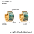 Boucles d'oreilles créoles dorées avec quatre rangées de zircons bleus dégradés - Style de Zircon Bleu / Petit