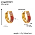 Pendientes de aro dorados con circonitas rosa degradado y medidas exactas - Rojo (Mediano)
