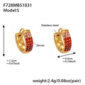 Pendientes de acero inoxidable en forma de U con circonitas rojas degradadas y oro 18k - Rojo (Pequeño)