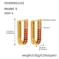U-shaped stainless steel earrings in gold with pink gradient 5A zircon inlay - L / Red